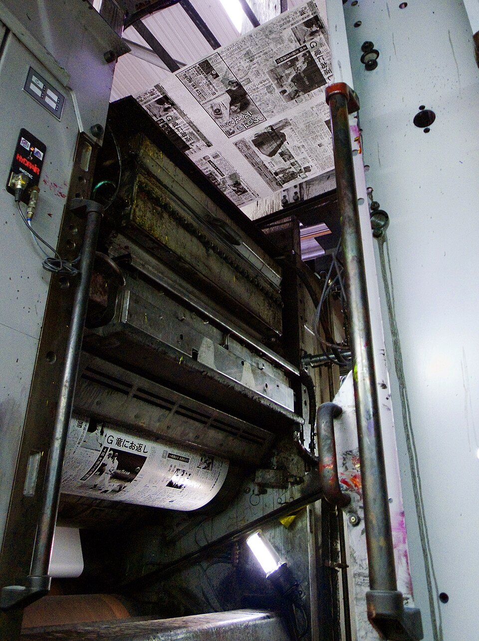 Web-fed offset press printing a newspaper